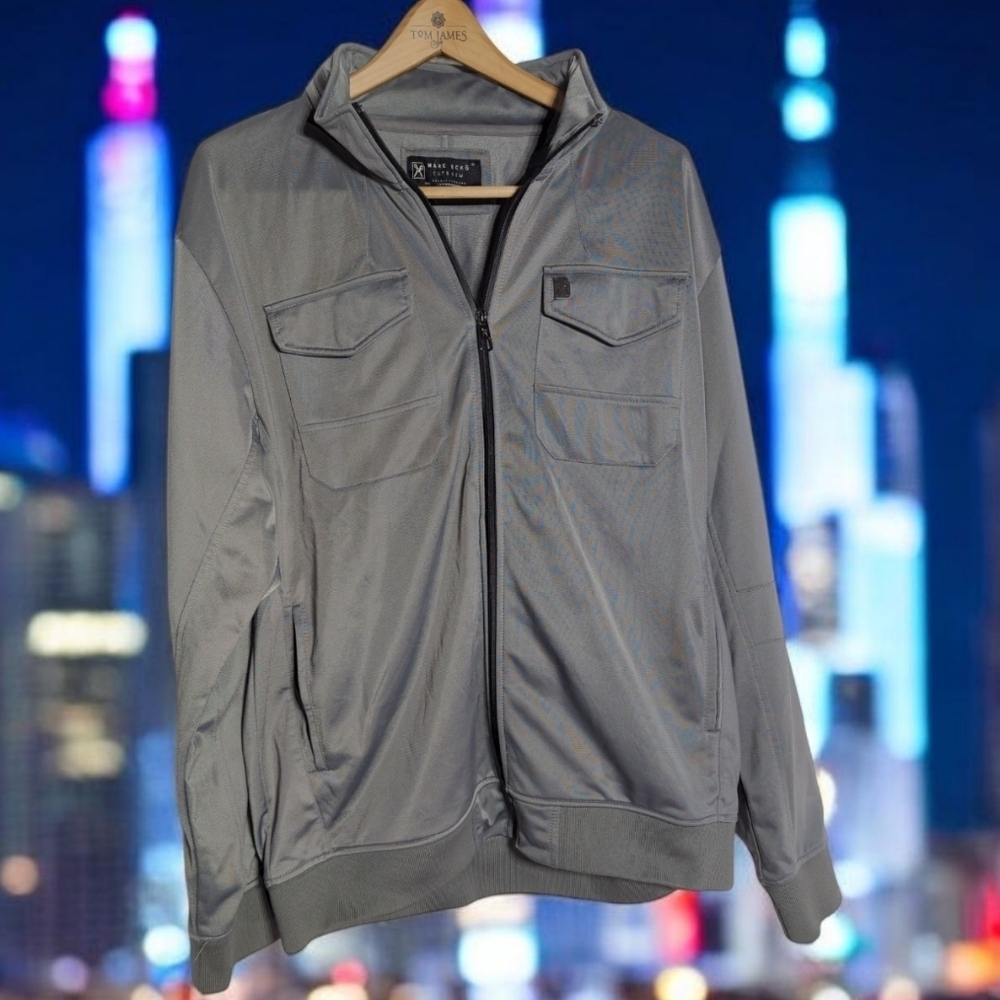 Marc Ecko Deadly Threads Gray Men's Jacket With Hidden Hood Sz XL